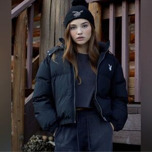 Playboy X Pacsun Black Puffer Jacket Sz XS